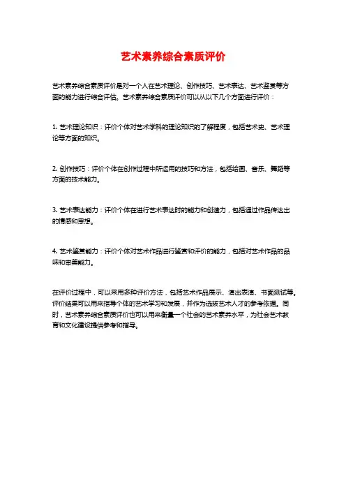 艺术素养综合素质评价