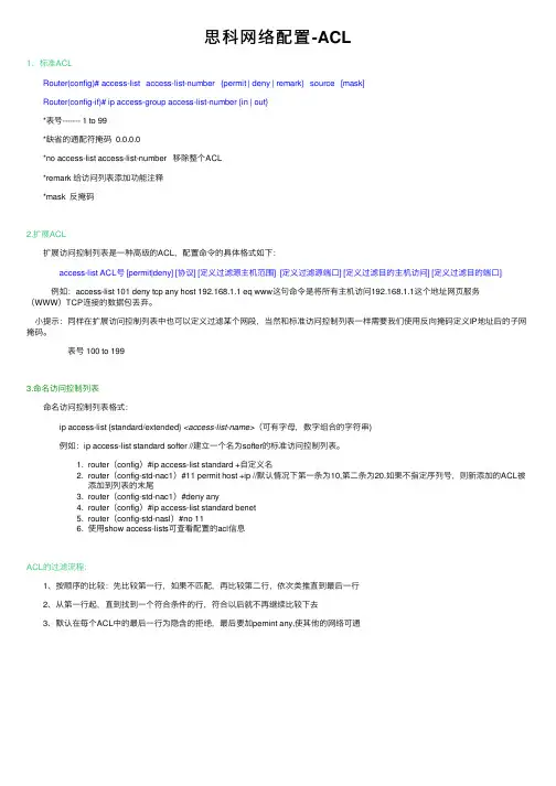 思科网络配置-ACL
