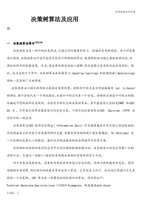 决策树算法及应用