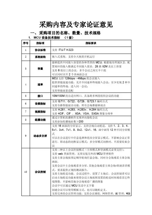 采购内容及专家论证意见