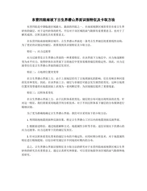 东营凹陷南坡下古生界潜山界面识别特征及卡取方法