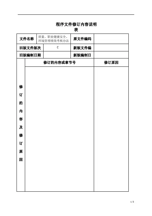 质量、职业健康安全、环境管理绩效考核办法