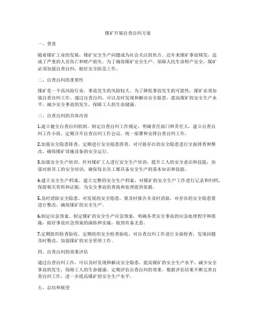 煤矿开展自查自纠方案