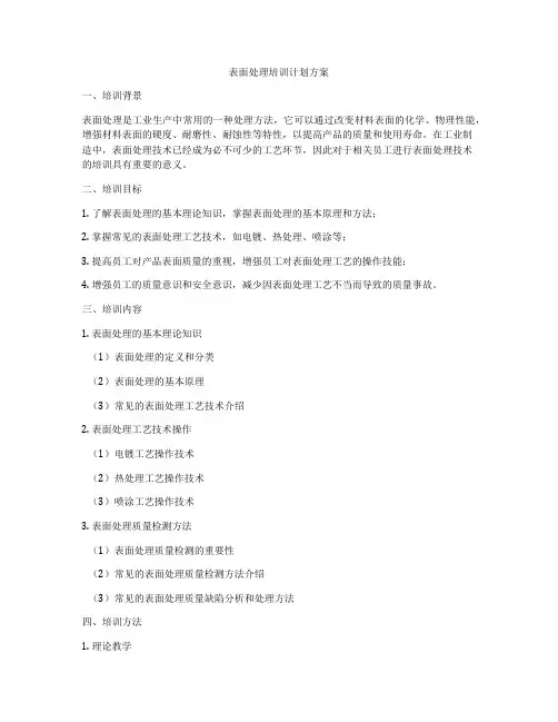 表面处理培训计划方案