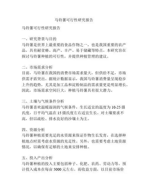 马铃薯可行性研究报告