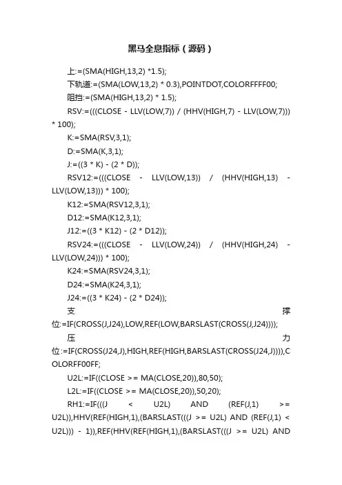 黑马全息指标（源码）