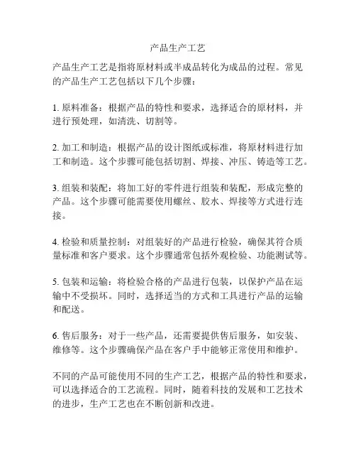 产品生产工艺
