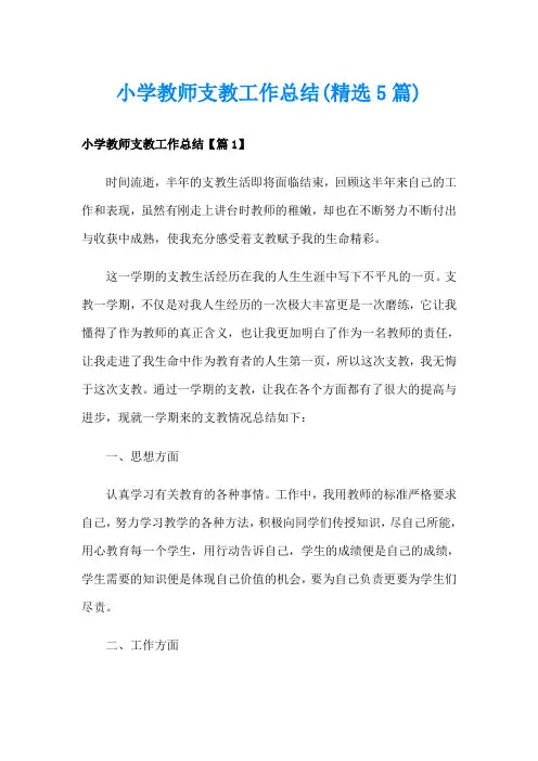 小学教师支教工作总结(精选5篇)