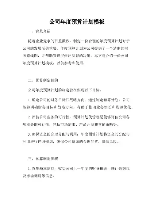 公司年度预算计划模板