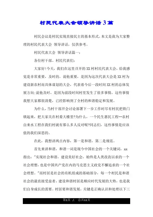 村民代表大会领导讲话3篇.doc