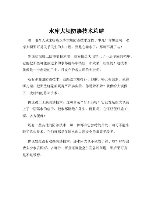 水库大坝防渗技术总结