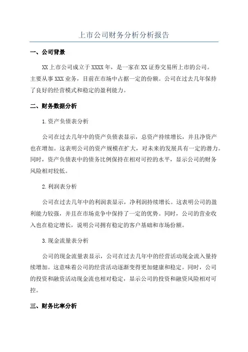 上市公司财务分析分析报告