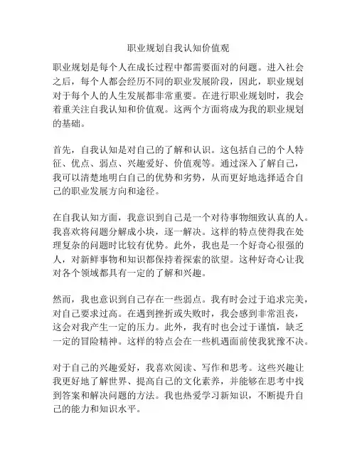 职业规划自我认知价值观
