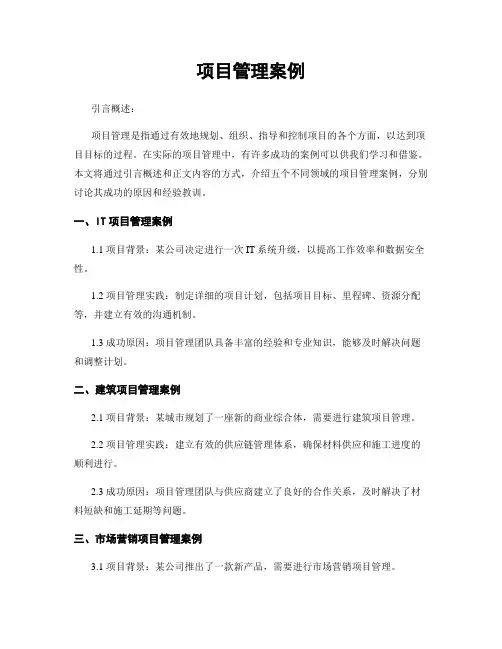 项目管理案例