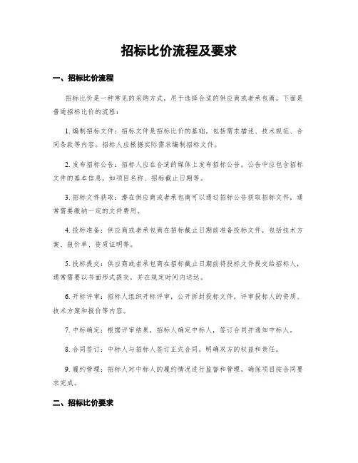 招标比价流程及要求