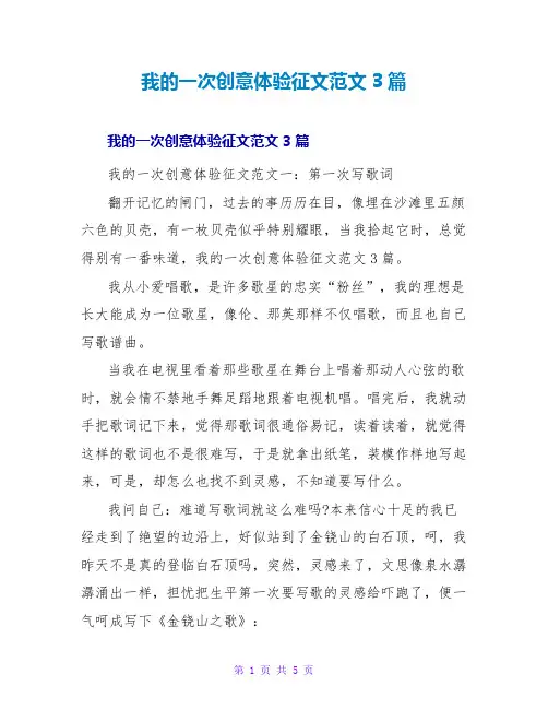 我的一次创意体验征文范文3篇