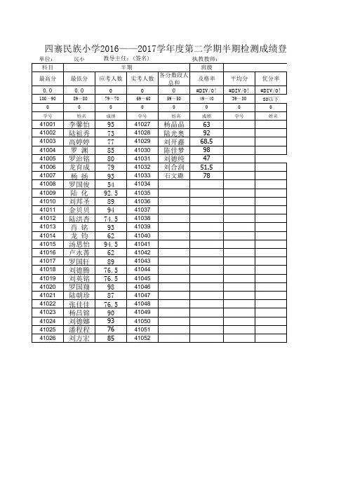 成绩登分表