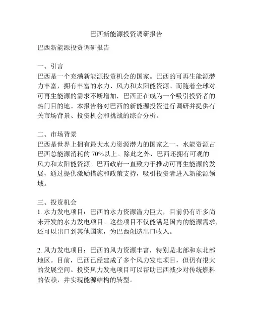 巴西新能源投资调研报告