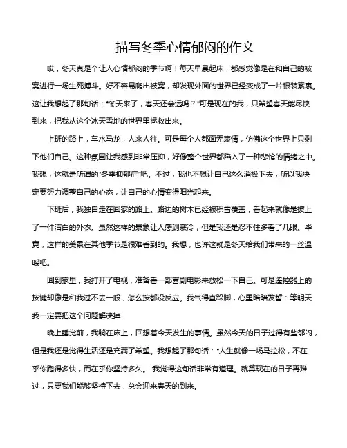 描写冬季心情郁闷的作文