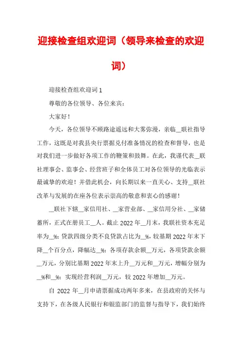 迎接检查组欢迎词