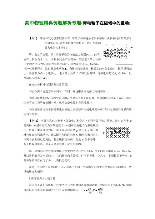 高中物理精典例题解析专题(带电粒子在磁场中的运动)