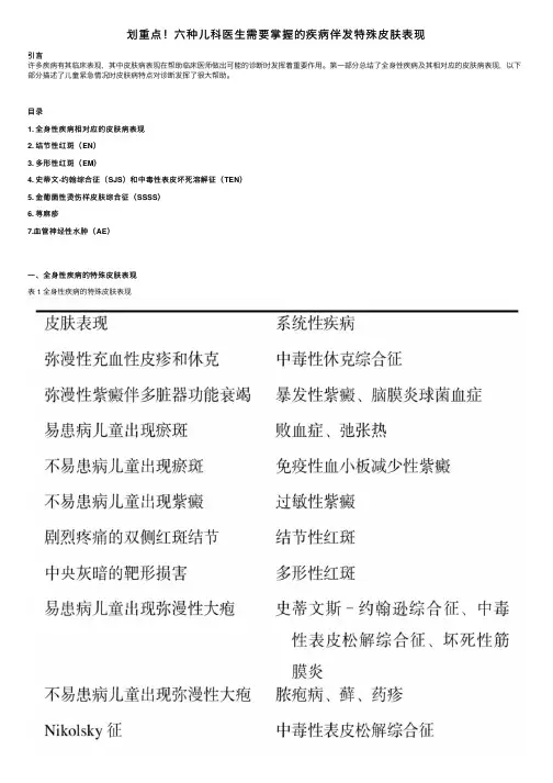 划重点！六种儿科医生需要掌握的疾病伴发特殊皮肤表现