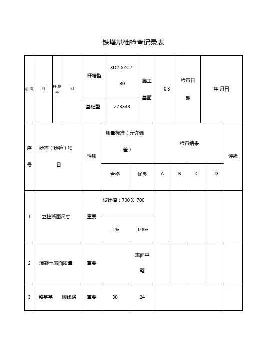 铁塔基础检查记录表