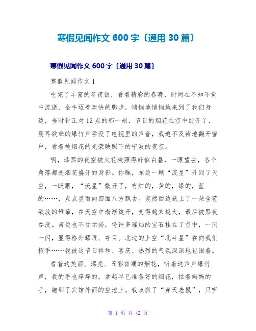 寒假见闻作文600字(通用30篇)