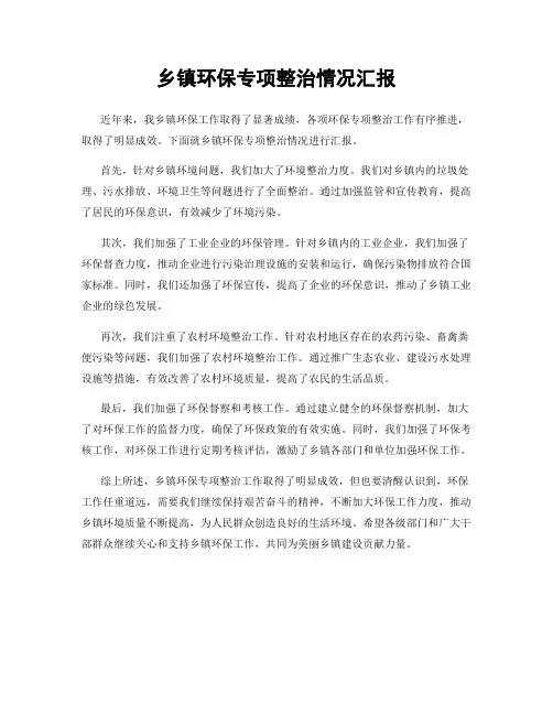 乡镇环保专项整治情况汇报