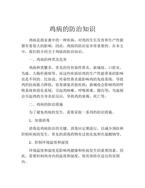 鸡病的防治知识