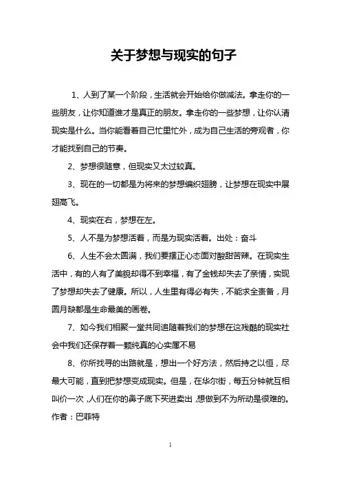 关于梦想与现实的句子