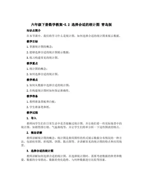 六年级下册数学教案-5.2 选择合适的统计图 青岛版
