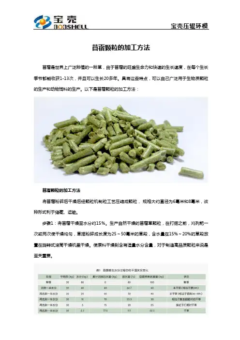 苜蓿颗粒的加工方法