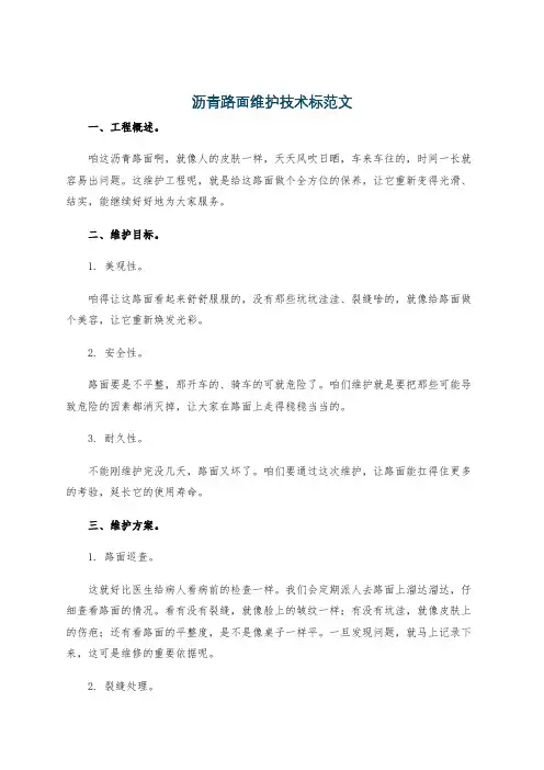 沥青路面维护技术标范文