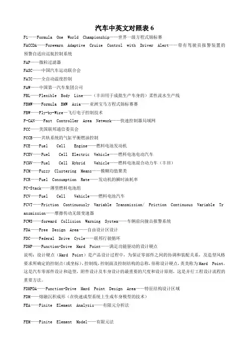 汽车中英文对照表6