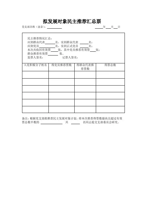预备党员转正表决票(ok)