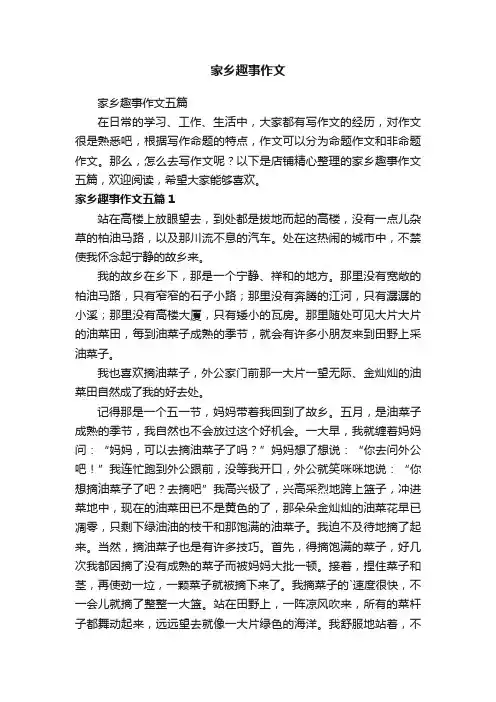 家乡趣事作文