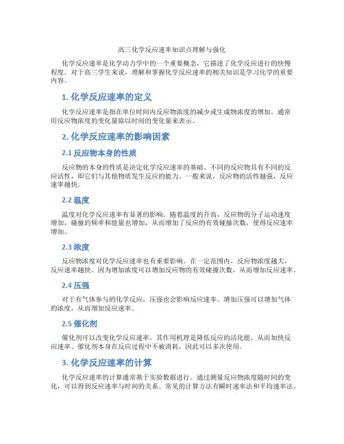 高三化学反应速率知识点理解与强化