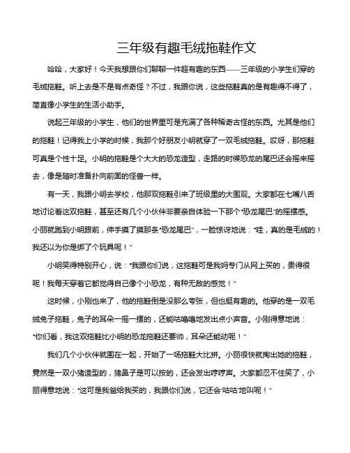 三年级有趣毛绒拖鞋作文