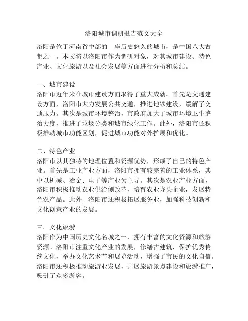 洛阳城市调研报告范文大全