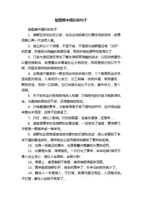 狼图腾中精彩的句子