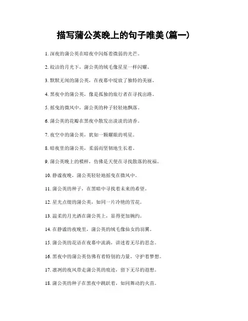 描写蒲公英晚上的句子唯美(精选2篇)