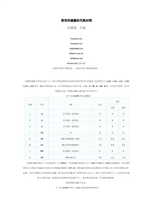 常用存储器的代换对照