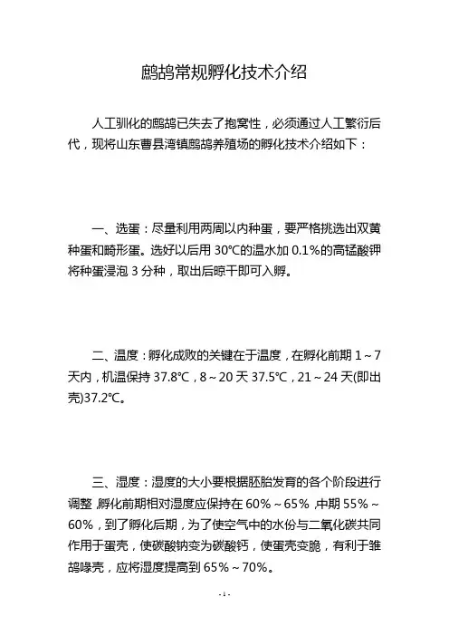 鹧鸪常规孵化技术介绍