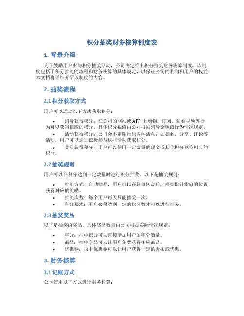 积分抽奖财务核算制度表