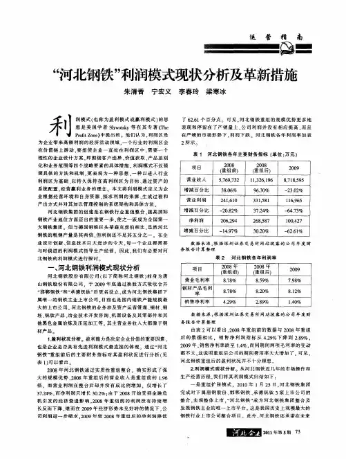 “河北钢铁”利润模式现状分析及革新措施
