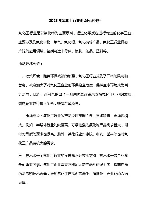 2023年氟化工行业市场环境分析