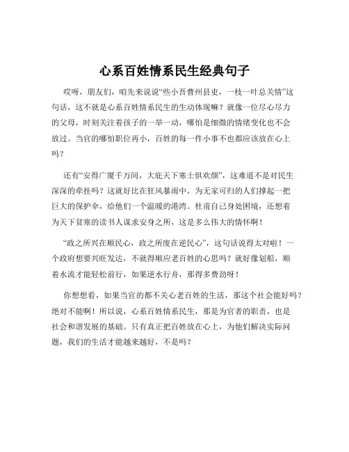 心系百姓情系民生经典句子