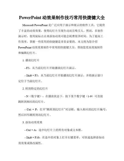 PowerPoint动效果制作技巧常用快捷键大全