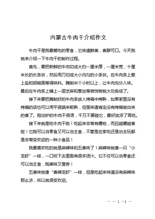 内蒙古牛肉干介绍作文